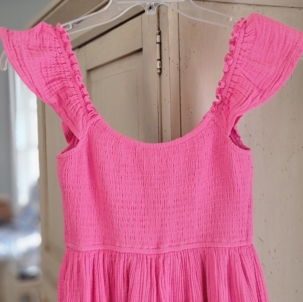 HOLLISTER PINK RUFFLE SHOULDER MINI DRESS - Picture 6 of 11
